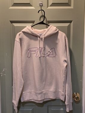 FILA Light Pink Hoodie with Embroidered Logo